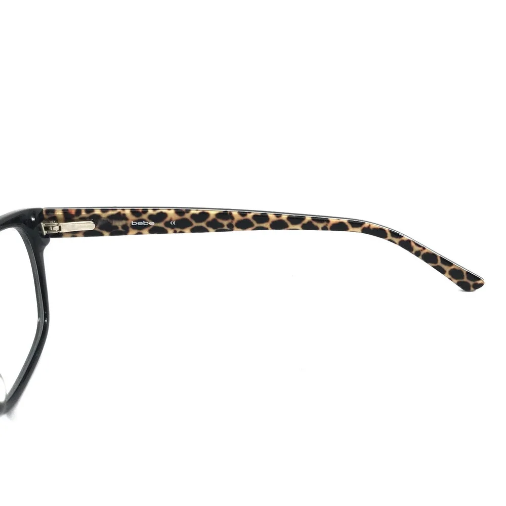 Bebe Eyeglasses Frames BB5193 001 JET Black Brown Leopard Print 53-16-140